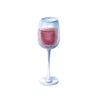 Full glass with red wine. Isolated watercolor illustration in realistic style for restaurant, bar design, menu design, printing on posters and postcards. png