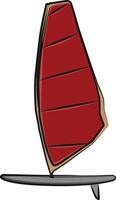 windsurfing board with a red sail vector