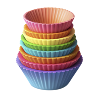 3D pastel silicone cupcake liners baking cups stack png