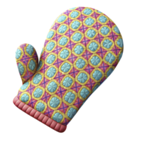 3D cartoon colorful patterned oven glove kitchen heat protector png
