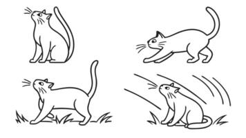Four different cats are shown in different poses vector