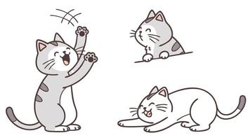 A set of cartoon cats with different expressions vector