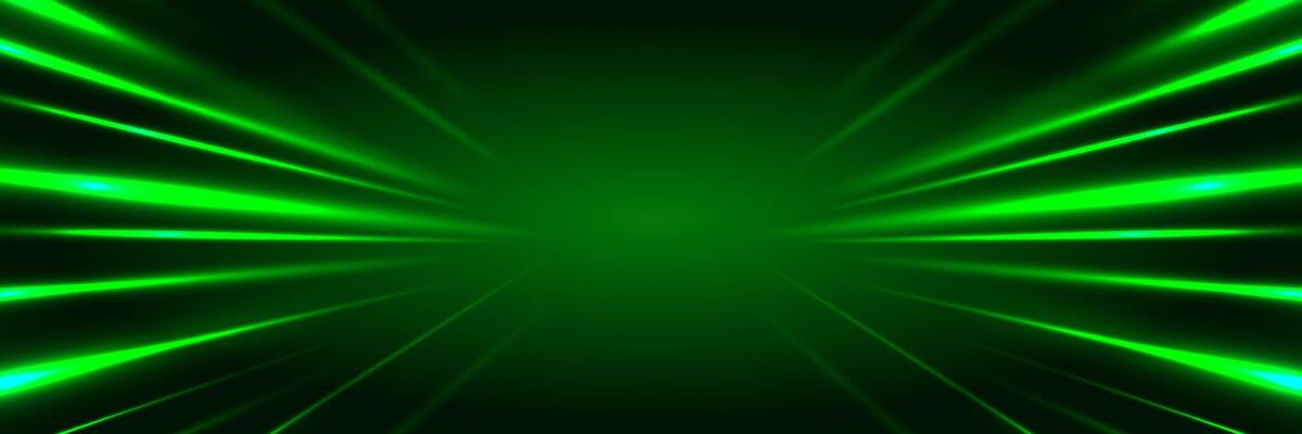 Futuristic abstract green laser light rays on dark background. Technology, sci-fi, energy, speed, and digital concept. designs, banners presentations