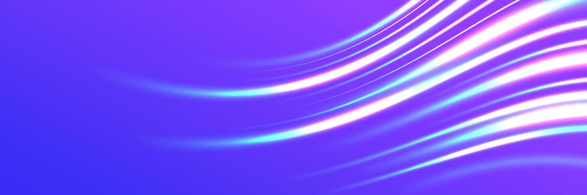 Vibrant abstract background featuring smooth neon light waves in purple and blue hues. Perfect for modern design, technology themes, digital, banners, futuristic presentations.