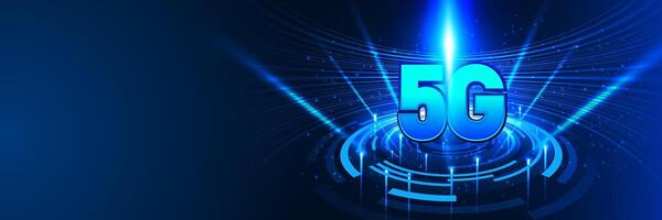 5G technology graphic on blue background vector