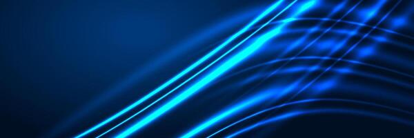 Blue light waves on dark background vector