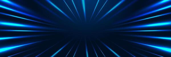 Blue light rays burst against dark background vector