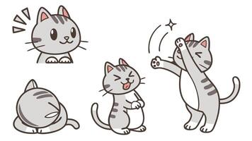 A cartoon cat is playing with its paws vector