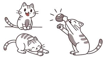 A cartoon cat playing with a ball vector