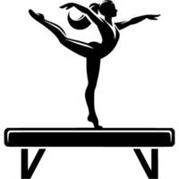 Girl gymnast gracefully stretches in split standing on one leg vector