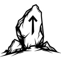 Arrow sign painted on a roadside boulder vector
