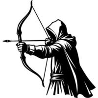 Archer assassin aiming a poisoned arrow from a bow vector