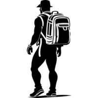 Muscular climber looks into the distance vector