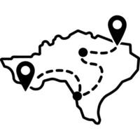 Tourist route marked on map of mainland state vector