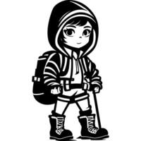 Young tourist with a backpack on her shoulders vector