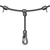 Carabiner for belaying on mountain rope road vector