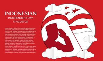 Indonesian national day template. With a paper-cut style and flat colors. National symbols. Great for national themes. vector
