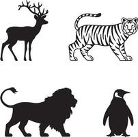 jungle animal set silhouettes animal set design illustration vector