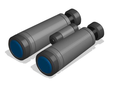 Isometric binoculars to observe distant objects vector