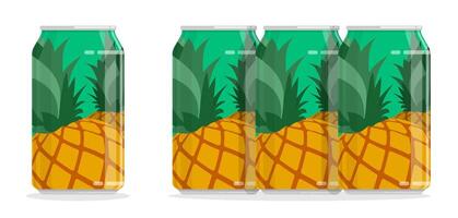 Aluminum can with pineapple drink vector