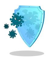 Cartoon viruses are trying to break through defense vector
