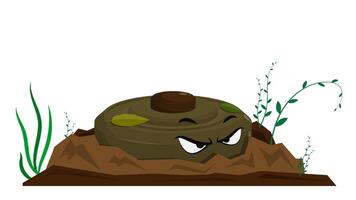 Cartoon Evil weapon combat anti tank mine vector