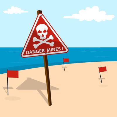 Red sign plate with skull and crossbones