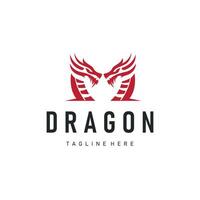 dragon logo design silhouette vintage concept old minimalist simple templet vector