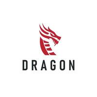 dragon logo design silhouette mythical animal legend with vintage concept old simple templet vector