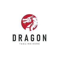 dragon logo design mythical legend with old minimalist templet vector