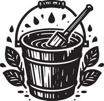 Water Bucket silhouette line art design premium quality vector