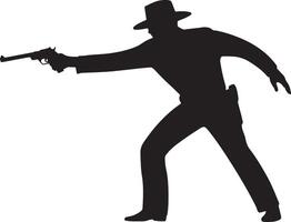 shooter shooting by a pistol silhouette art illustration vector