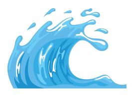 Sea waves, blue ocean wave illustration vector