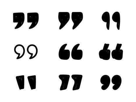 Quotation marks, set of hand drawn quotation marks vector