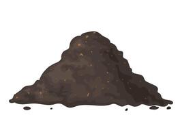 Big heap of organic compost, fertile soil for gardening vector