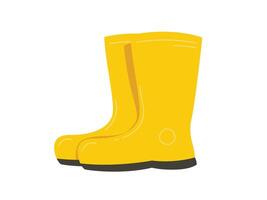 Flat style yellow rubber boots, footwear vector