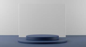 Navy Blue 3D Rendered Product Display Platform photo