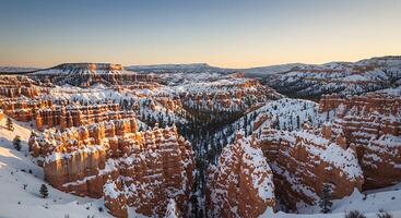 Winters Embrace Bryce Canyons Serene Dawn photo