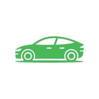 Green vehicle outline on white background, showcasing ecofriendly transportation icon design vector