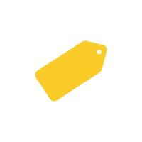 Yellow price tag with rounded corners and a white background displayed diagonally in the image vector