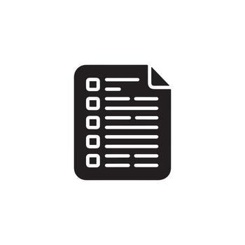 Black checklist icon on a white background displays items, squares, and checkable boxes vector