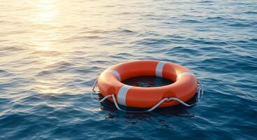 Golden Hour Rescue Hope Floats on Calm Waters photo