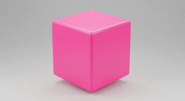 Vibrant Pink Cube A 3D Rendered Geometric Form photo