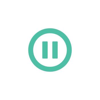 Teal Pause Button Inside Circle Icon Isolated on White Background, Modern Simple Design vector