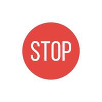 Red Circle Sign with Bold White STOP Text on White Background. Simple Icon vector