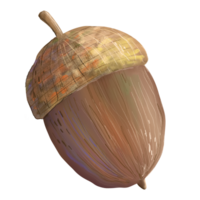 Hand painted illustration of acorn. Natural autumn colors, textured. Good for botanical designs, educational materials, eco themed prints, seasonal decor. png