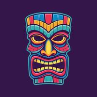 Illustration of Hawaiian traditional tribal tiki mask, tiki mask hawaiian god vector