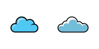 Two Stylized Light Blue Cloud Icons with Black Outlines on White Background vector