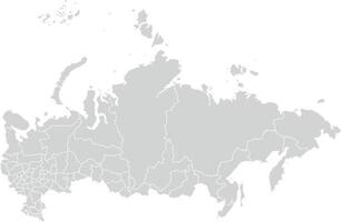 Grey with White Outline Russia Map with District Borders Europe Country vector
