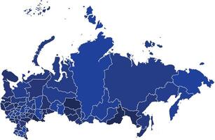 Russia Maps with Blue Monochrome Color for District Borders Europe Country vector